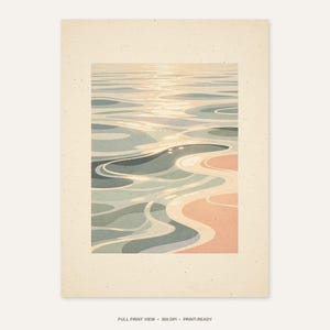 Ocean Ripples Art Print - full unframed print view, 300 DPI print-ready quality