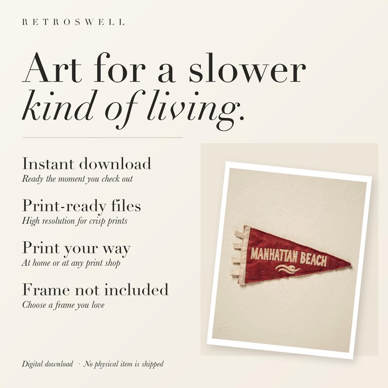 RetroSwell digital download details: instant download, print-ready high-resolution files, print at home or at any print shop. Frame not included.