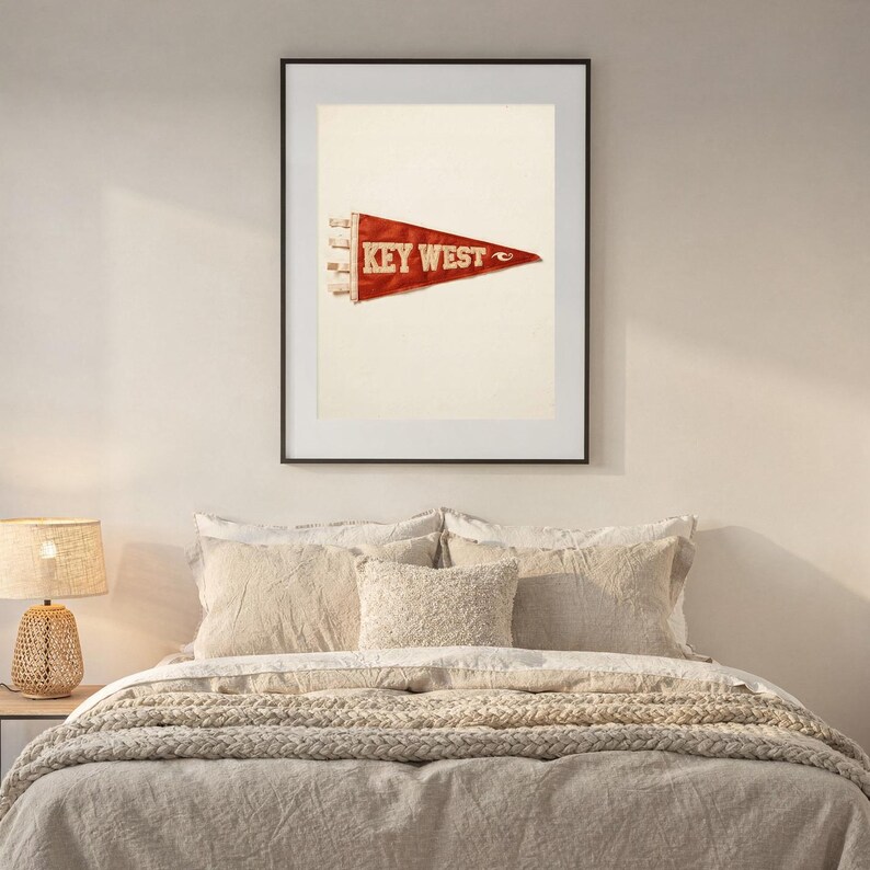 Key West, Florida Surf Pennant Print | Vintage Felt Pennant Art | Beach House Decor | Retro Surf Wall Art | Printable Digital Download image 6