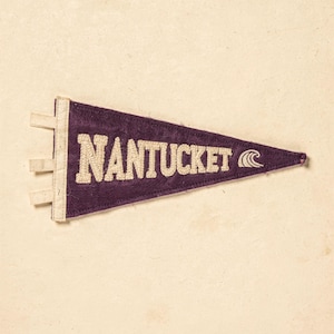 Nantucket, Massachusetts Surf Pennant Print | Vintage Felt Pennant Art | Beach House Decor | Retro Surf Wall Art | Printable Digital Downloa image 2