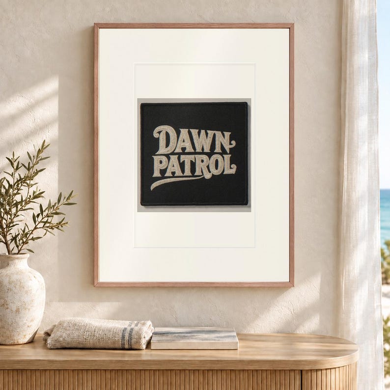 Dawn Patrol Patch Art Print, Black, Framed or Unframed Coastal Poster image 12