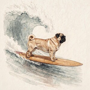 Pug Surfing full artwork and composition, shown flat without a room setting.