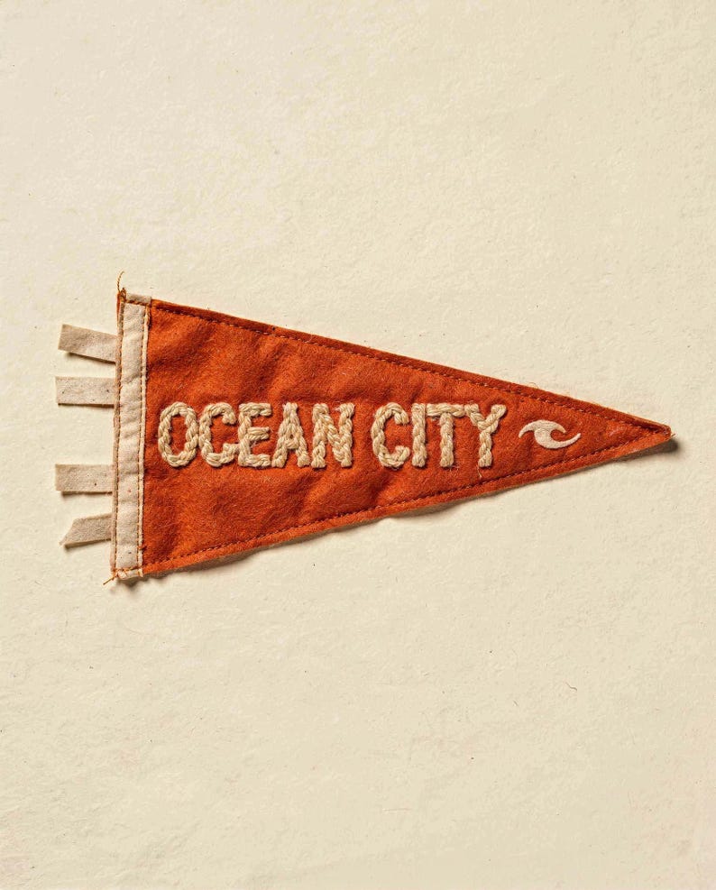 Ocean City, Maryland Surf Pennant Print | Vintage Felt Pennant Art | Beach House Decor | Retro Surf Wall Art | Printable Digital Download image 2