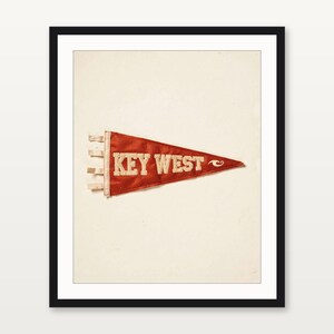 Key West, Florida Surf Pennant Print | Vintage Felt Pennant Art | Beach House Decor | Retro Surf Wall Art | Printable Digital Download image 3