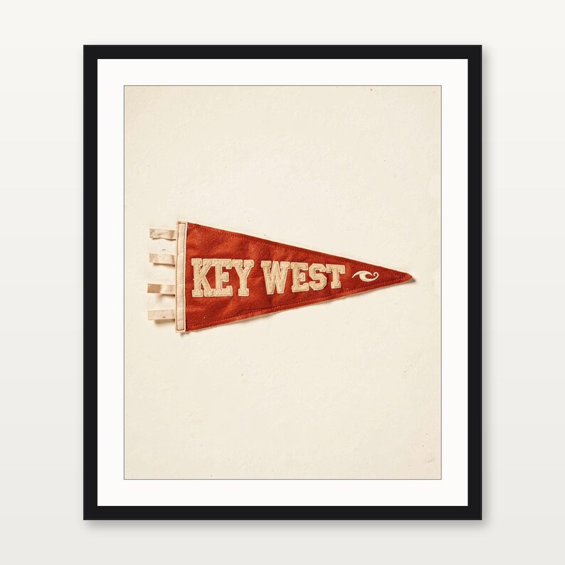 Key West, Florida Surf Pennant Print | Vintage Felt Pennant Art | Beach House Decor | Retro Surf Wall Art | Printable Digital Download image 3