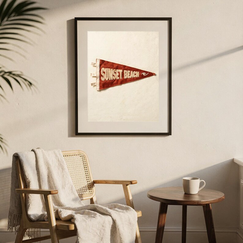 Estampado de banderín de surf en Sunset Beach, Oahu, Hawái / Arte de banderín de fieltro vintage / Decoración para casa de playa / Arte mural retro de surf / Descarga digital imprimible imagen 7