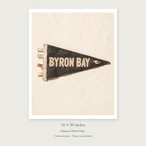 Byron Bay Surf Pennant unframed 16 by 20 inch print on enhanced matte paper, shown with its white paper border.