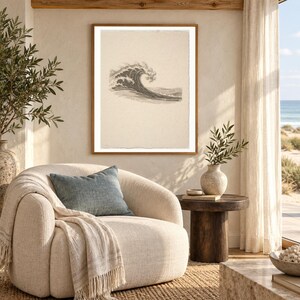 Vintage Wave Etching Print | Vintage Surf Wall Art (Digital Download) image 2