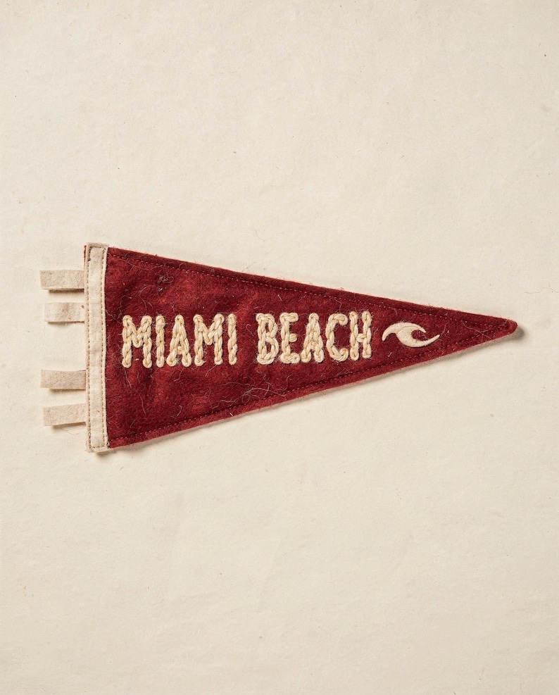 Miami Beach, Florida Surf Pennant Art Print, Framed or Unframed Coastal Poster image 10