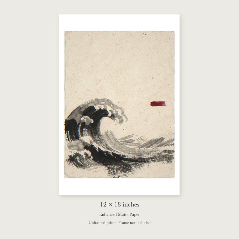 Wave Ink Style unframed 12 by 18 inch print on enhanced matte paper, shown with its white paper border.