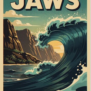 Jaws Maui Surf full artwork and composition, shown flat without a room setting.