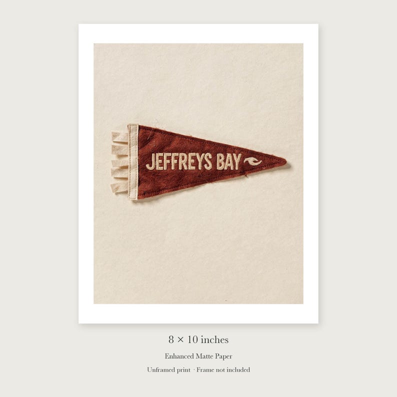 Jeffreys Bay, South Africa Surf Pennant Art Print, Framed or Unframed Coastal Poster image 7