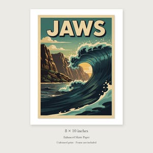 Jaws Maui Surf unframed 8 by 10 inch print on enhanced matte paper, shown with its white paper border.