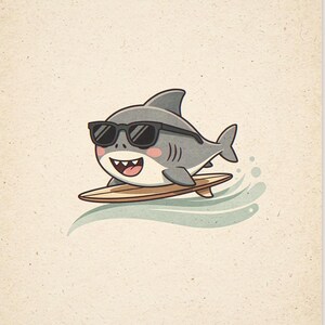 Shark Surfing full artwork and composition, shown flat without a room setting.