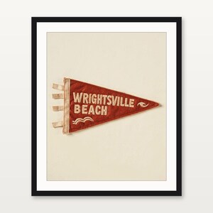 Wrightsville Beach, North Carolina Surf Pennant Print | Vintage Felt Pennant Art | Beach House Decor | Retro Surf Wall Art | Printable Digit image 3