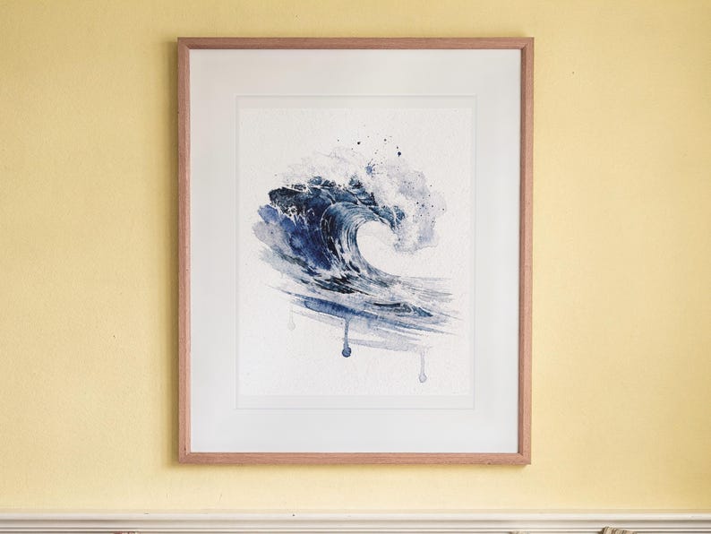 Prussian Blue Ocean Art (Digital Download) Wave Painting Print