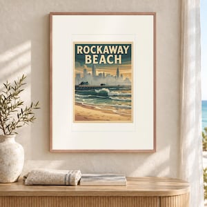 Rockaway Beach Surf Travel Poster, Framed or Unframed Vintage Style Coastal Print image 12