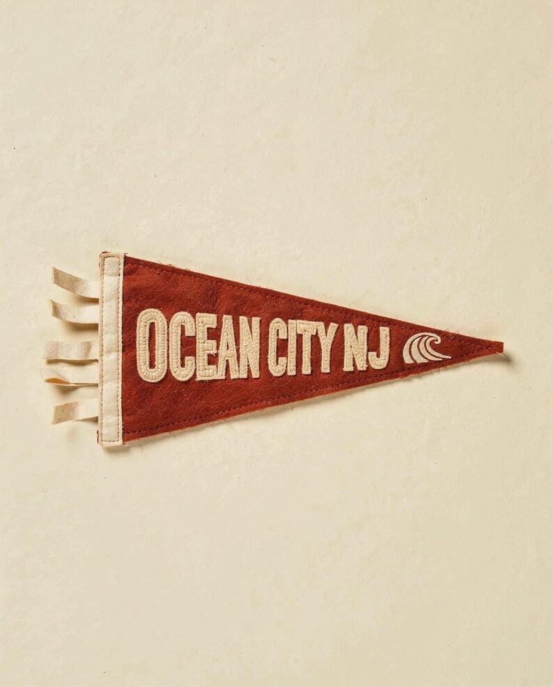 Ocean City, New Jersey Surf Pennant Print | Vintage Felt Pennant Art | Beach House Decor | Retro Surf Wall Art | Printable Digital Download image 2