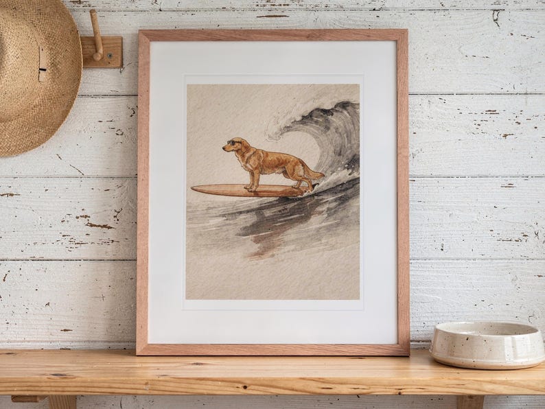 Golden Retriever Surfing Print