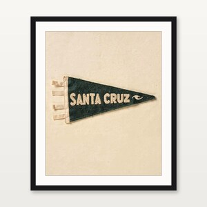Santa Cruz, California Surf Pennant Print | Vintage Felt Pennant Art | Beach House Decor | Retro Surf Wall Art | Printable Digital Download image 3