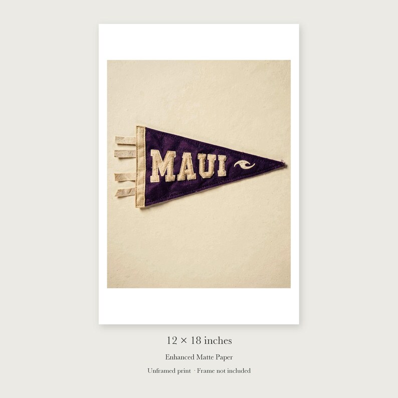 Maui Surf Pennant unframed 12 by 18 inch print on enhanced matte paper, shown with its white paper border.