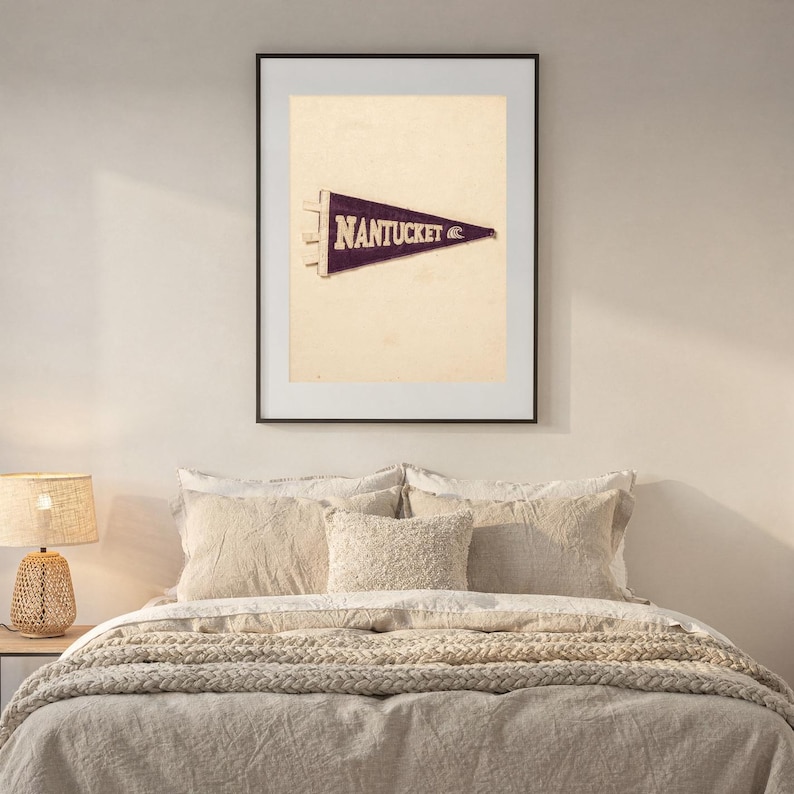 Nantucket, Massachusetts Surf Pennant Print | Vintage Felt Pennant Art | Beach House Decor | Retro Surf Wall Art | Printable Digital Downloa image 6
