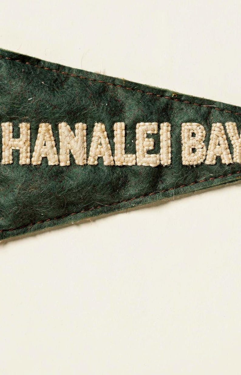 Hanalei Bay, Kauai, Hawaii Surf Pennant Print | Vintage Felt Pennant Art | Beach House Decor | Retro Surf Wall Art | Printable Digital Downl image 4