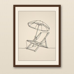 Boho Beach Chair Line Art | Boho Minimalist Coastal Print | Beach House Wall Decor | Single Line Printable Art