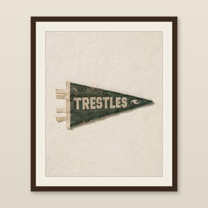 Trestles, San Clemente, California Surf Pennant Print | Vintage Felt Pennant Art | Beach House Decor | Retro Surf Wall Art | Printable Digit image 1