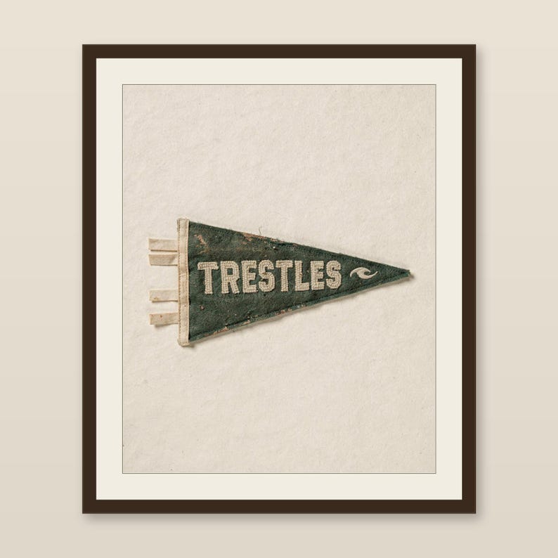 Trestles, San Clemente, California Surf Pennant Print | Vintage Felt Pennant Art | Beach House Decor | Retro Surf Wall Art | Printable Digit image 1