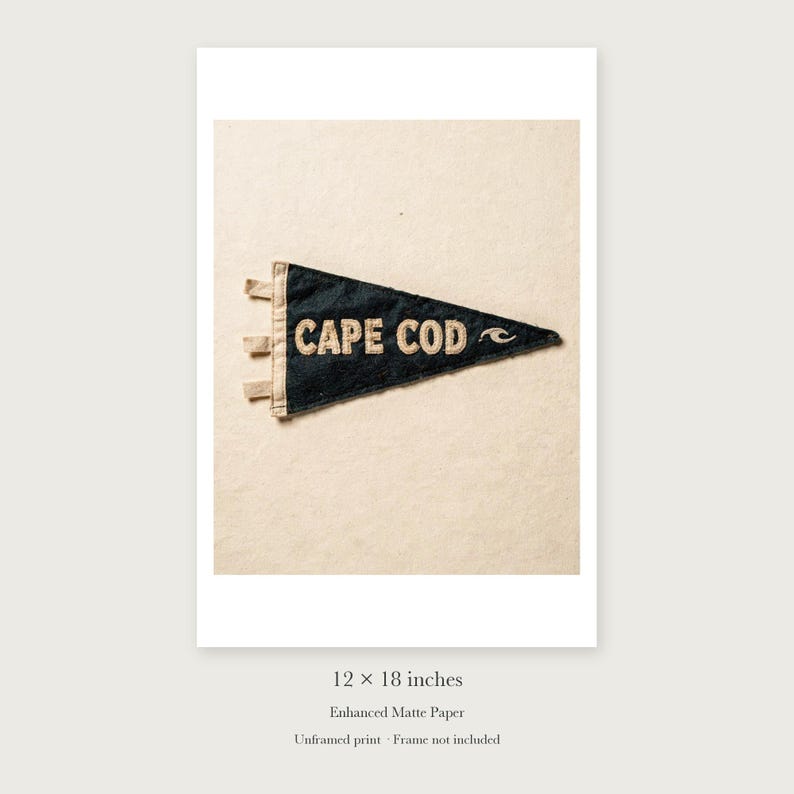 Cape Cod Surf Pennant Art Print, Framed or Unframed Coastal Poster image 8