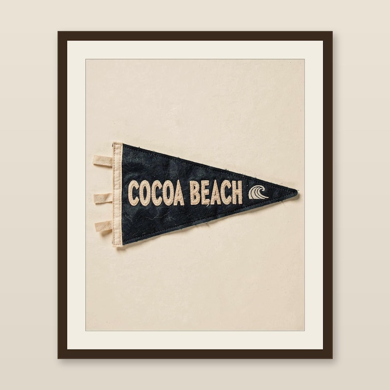 Cocoa Beach, Florida Surf Pennant Print | Vintage Felt Pennant Art | Beach House Decor | Retro Surf Wall Art | Printable Digital Download image 1