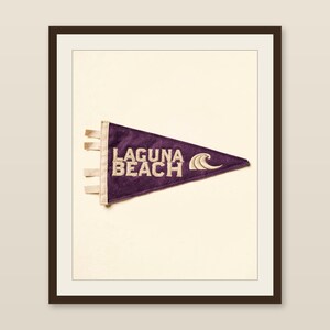 Laguna Beach, California Surf Pennant Print | Vintage Felt Pennant Art | Beach House Decor | Retro Surf Wall Art | Printable Digital Downloa image 1