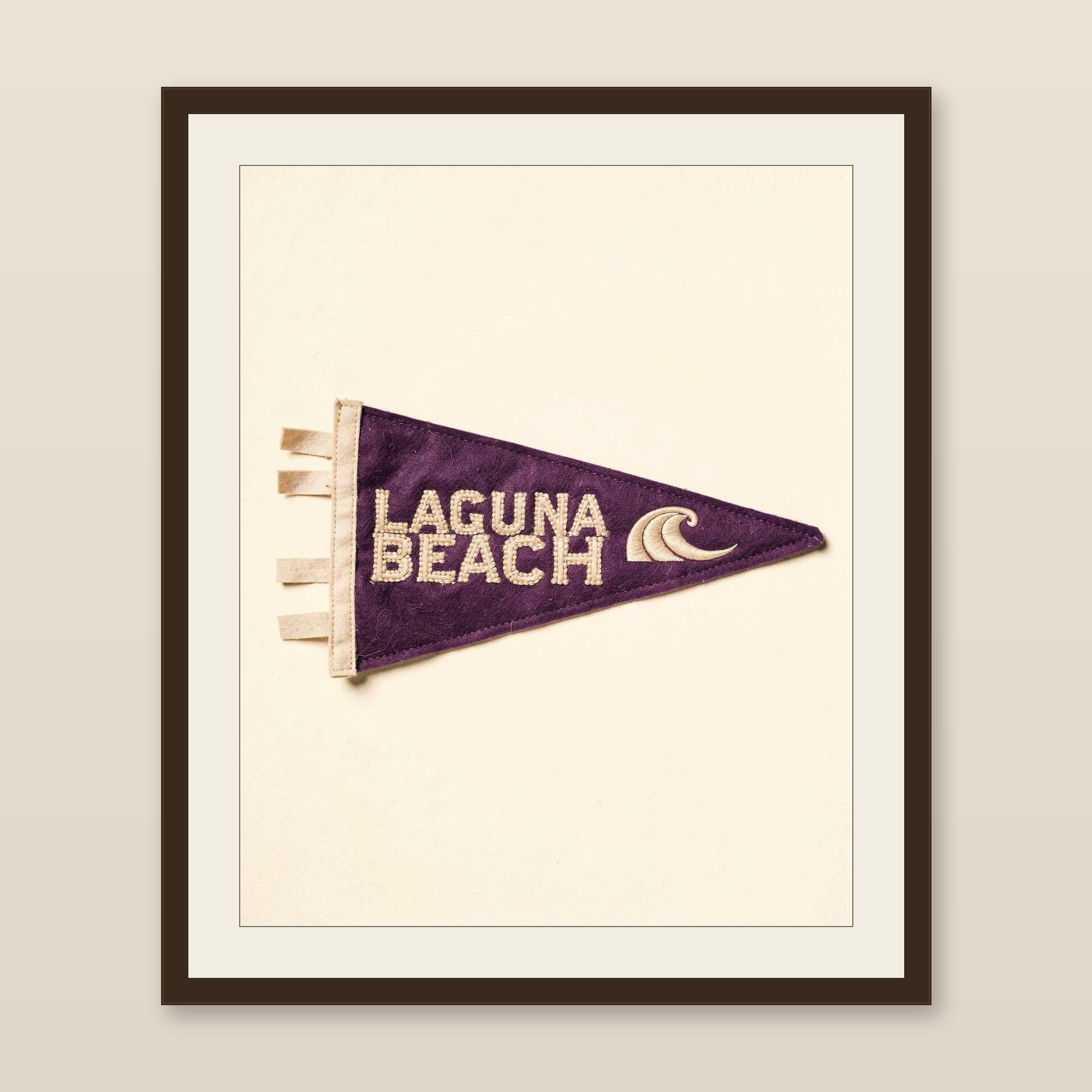 Laguna Beach, California Surf Pennant Print | Vintage Felt Pennant Art | Beach House Decor | Retro Surf Wall Art | Printable Digital Downloa