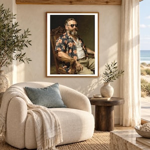 Impressão artística de Ulysses S. Grant surfista | Retrato engraçado do presidente com camisa havaiana (Download digital) imagem 5