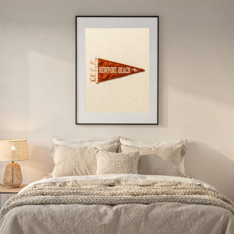 Newport Beach, California Surf Pennant Print | Vintage Felt Pennant Art | Beach House Decor | Retro Surf Wall Art | Printable Digital Downlo image 6