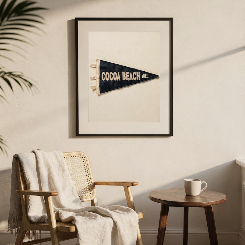 Cocoa Beach, Florida Surf Pennant Print | Vintage Felt Pennant Art | Beach House Decor | Retro Surf Wall Art | Printable Digital Download image 7