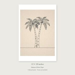 Palm Tree Line unframed 12 by 18 inch print on enhanced matte paper, shown with its white paper border.