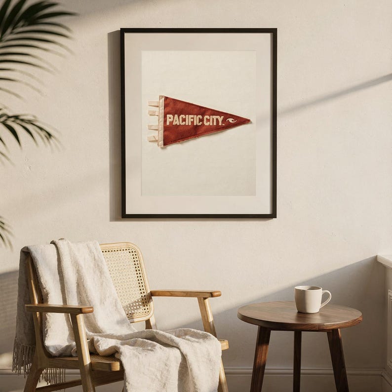 Pacific City, Oregon Surf Pennant Print | Vintage Felt Pennant Art | Beach House Decor | Retro Surf Wall Art | Printable Digital Download image 7