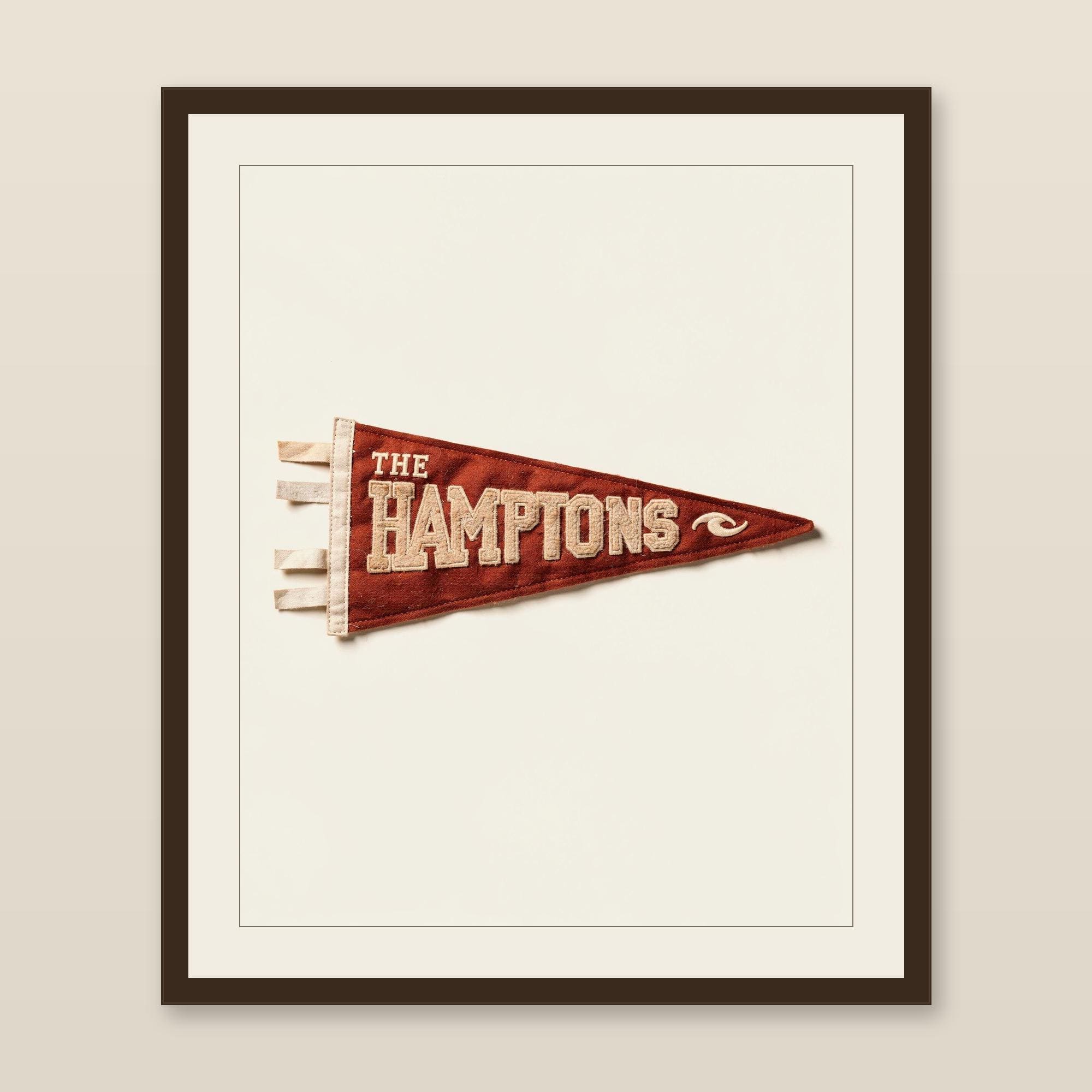 The Hamptons, New York Surf Pennant Print | Vintage Felt Pennant Art | Beach House Decor | Retro Surf Wall Art | Printable Digital Download