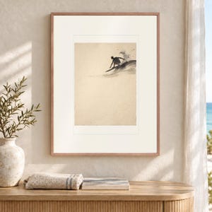 Surfer Cutback Ink Style Art Print, Framed or Unframed Minimalist Coastal Poster image 12