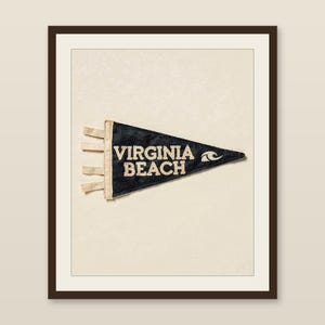 Virginia Beach, Virginia Surf Pennant Print | Vintage Felt Pennant Art | Beach House Decor | Retro Surf Wall Art | Printable Digital Downloa image 1
