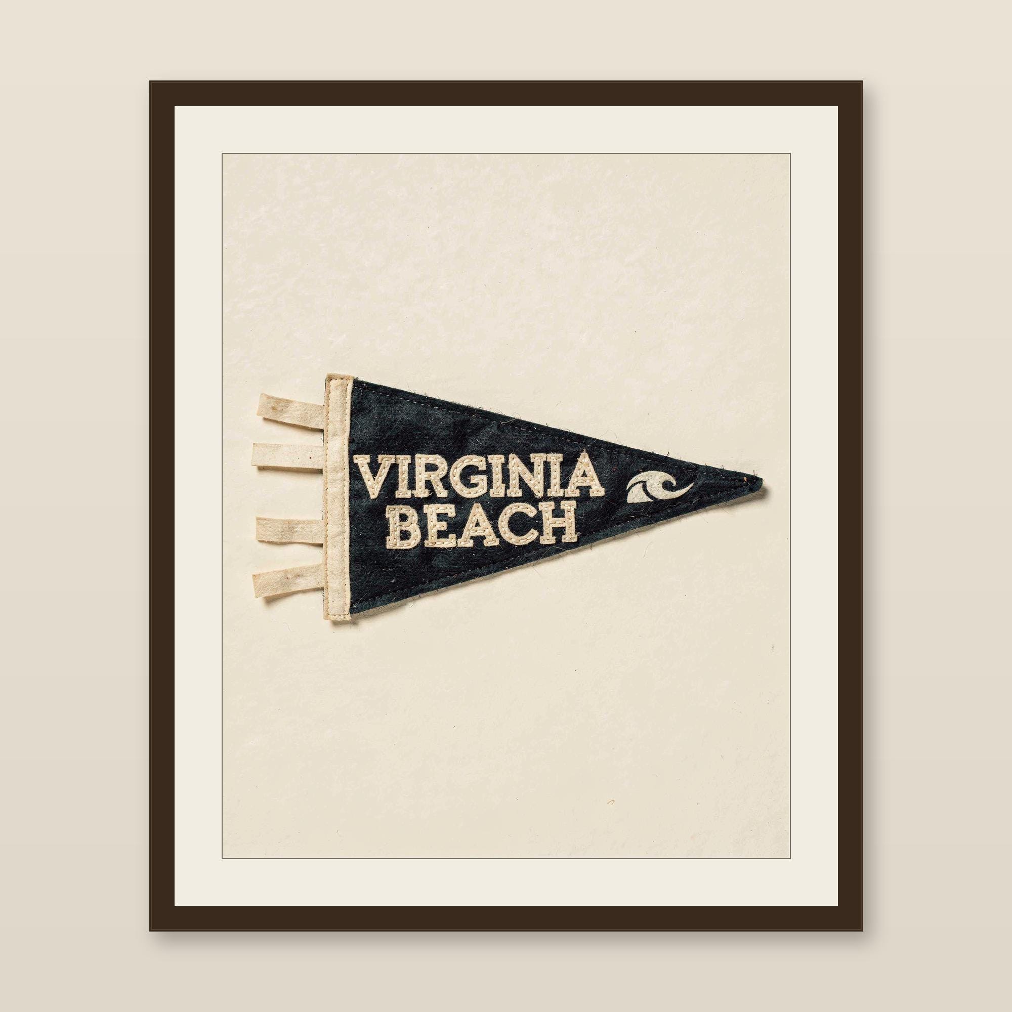 Virginia Beach, Virginia Surf Pennant Print | Vintage Felt Pennant Art | Beach House Decor | Retro Surf Wall Art | Printable Digital Downloa