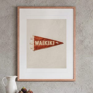 Waikiki Surf Pennant Art Print, Framed or Unframed Coastal Poster image 13