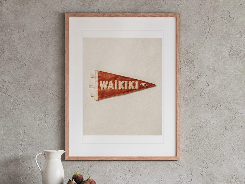 Waikiki Surf Pennant Art Print, Framed or Unframed Coastal Poster image 13