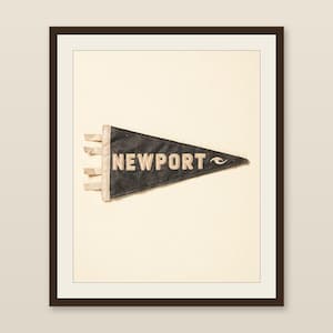 Newport, Rhode Island Surf Pennant Print | Vintage Felt Pennant Art | Beach House Decor | Retro Surf Wall Art | Printable Digital Download image 1
