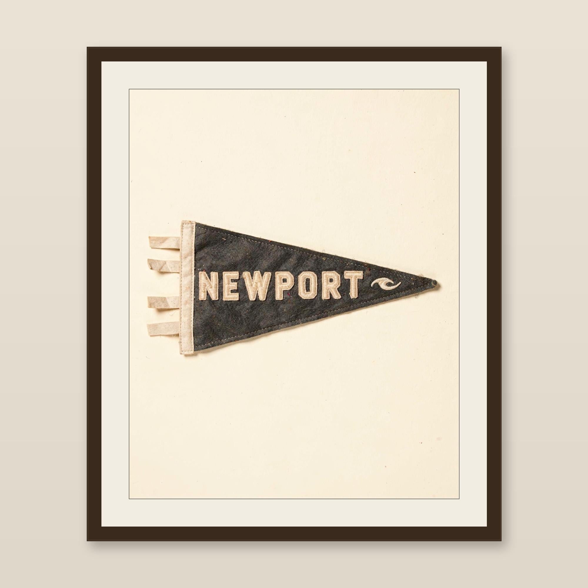 Newport, Rhode Island Surf Pennant Print | Vintage Felt Pennant Art | Beach House Decor | Retro Surf Wall Art | Printable Digital Download