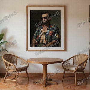 Abe Lincoln Print framed in a coastal dining room setting