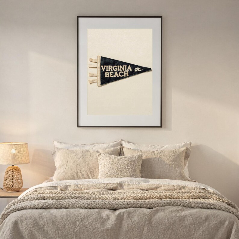 Virginia Beach, Virginia Surf Pennant Print | Vintage Felt Pennant Art | Beach House Decor | Retro Surf Wall Art | Printable Digital Downloa image 6
