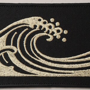 Wave Embroidered Patch Print framed in a home office setting